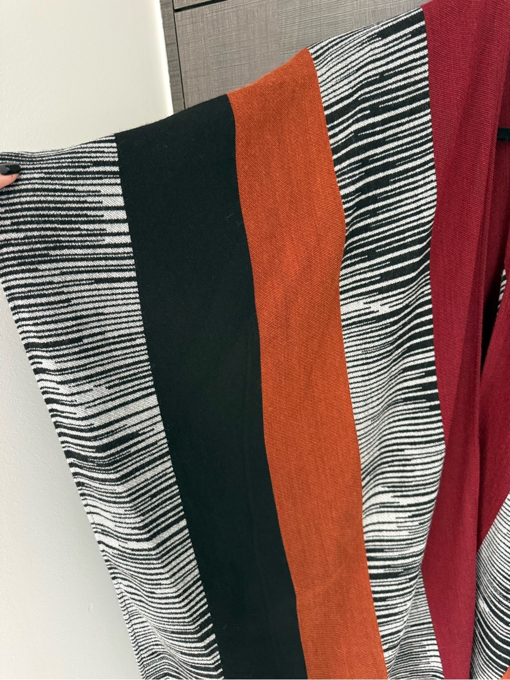 Missoni Striped Wrap in Black, White, Rust & Red - Picture 2 of 8